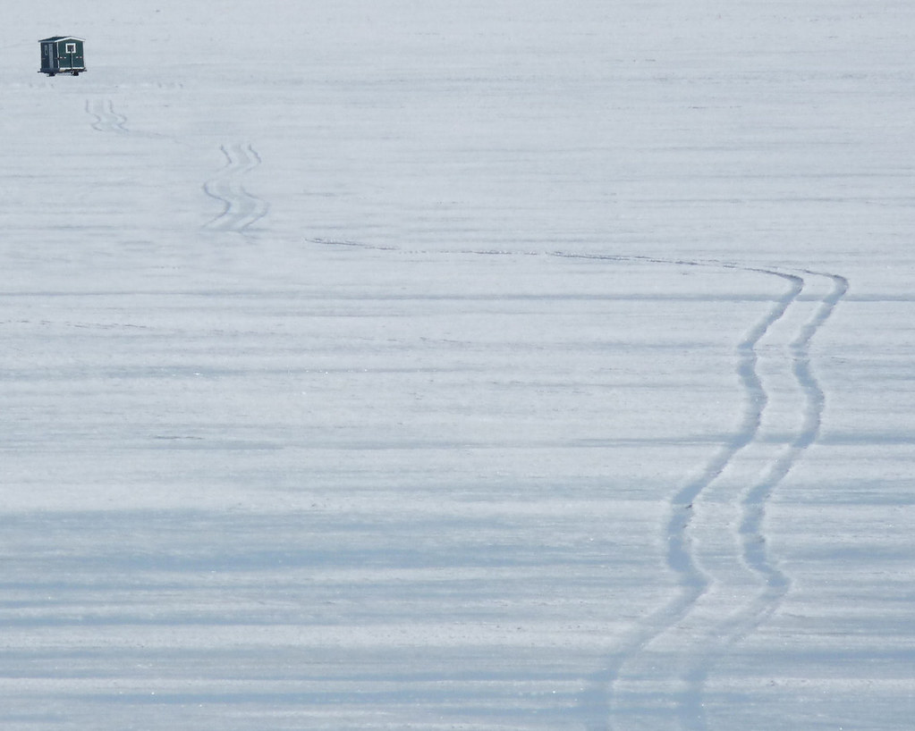 Ice Fishing shelter in snow